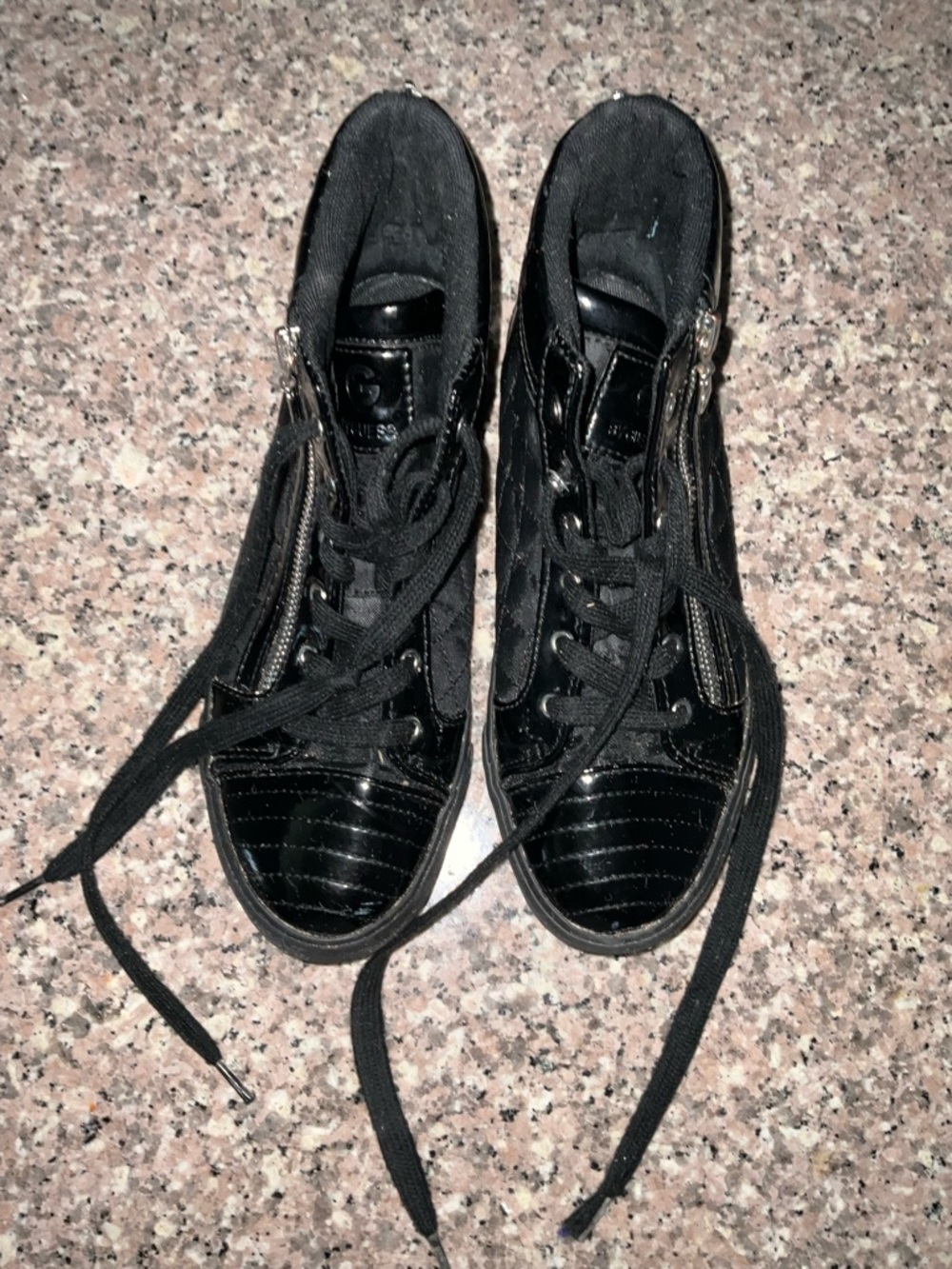 G by Guess Black High-Top Sneakers with Patent Toe